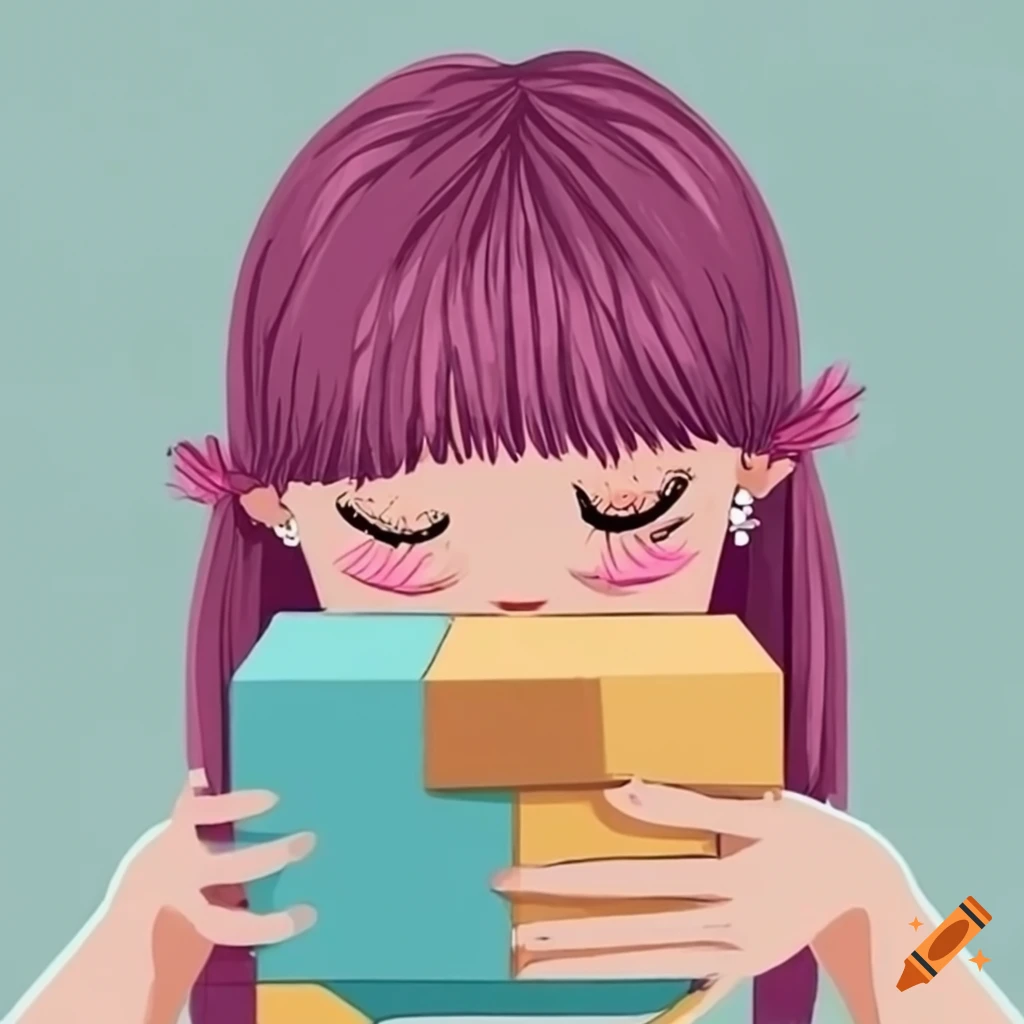 A girl holding a box on Craiyon