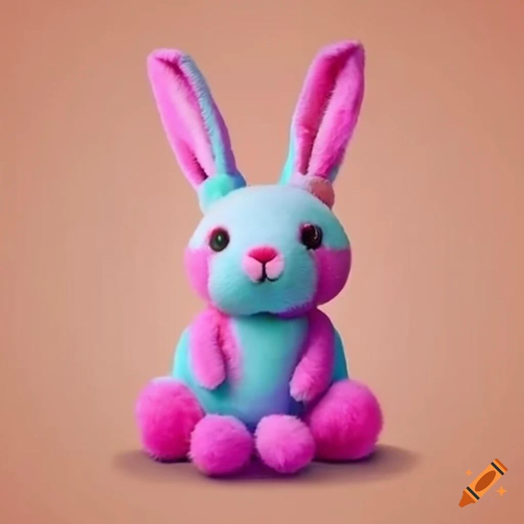 Stuffed rabbit with pom poms