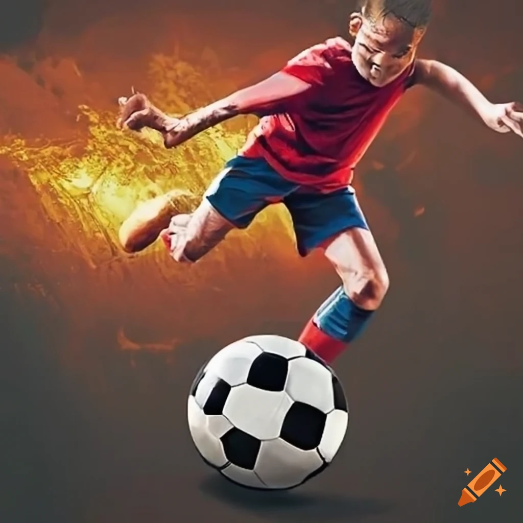 Soccer player scoring a goal on Craiyon