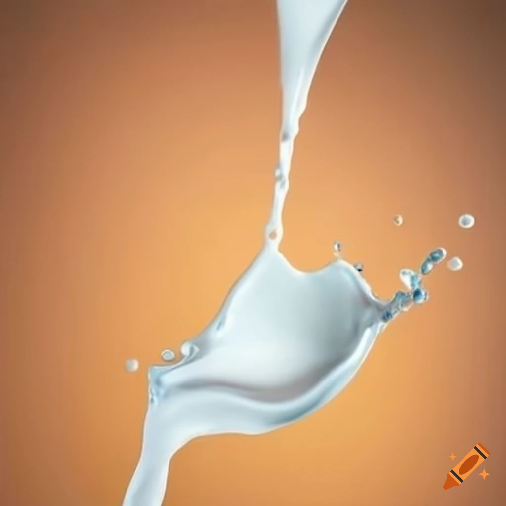 Cereal flowing into splashing milk