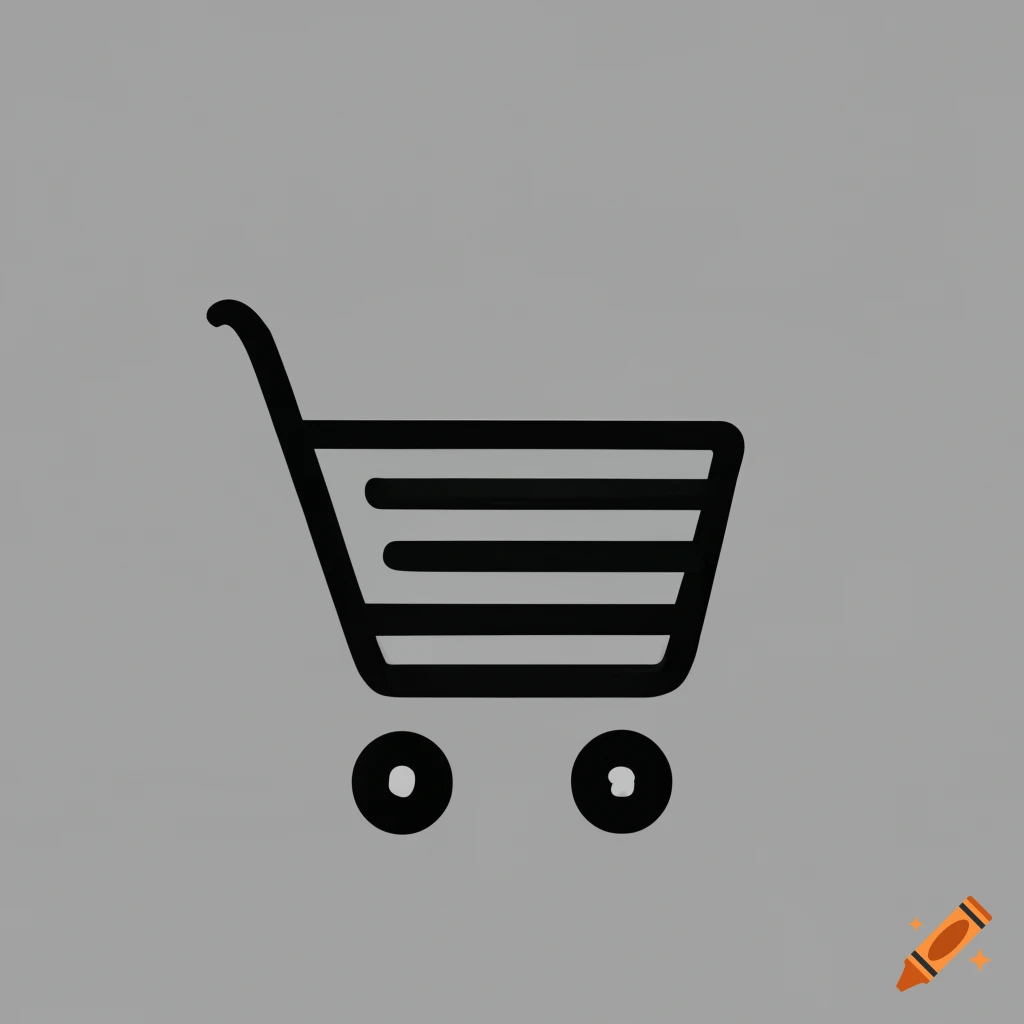 Minimalist black and white shopping cart icon on Craiyon