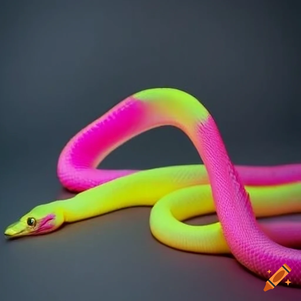 Vibrant pink and yellow neon snake on Craiyon