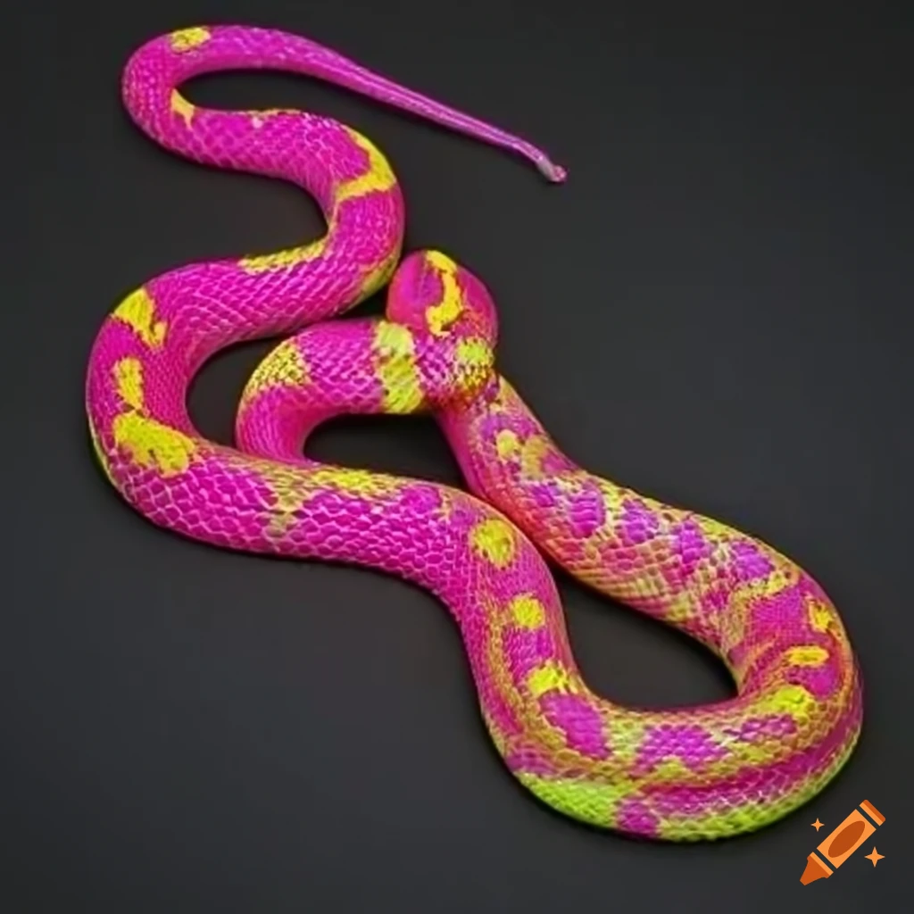 Vibrant pink and yellow neon snake on Craiyon