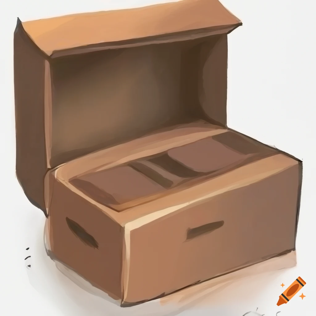 Boxes drawn with crayon on a white background in a comic style