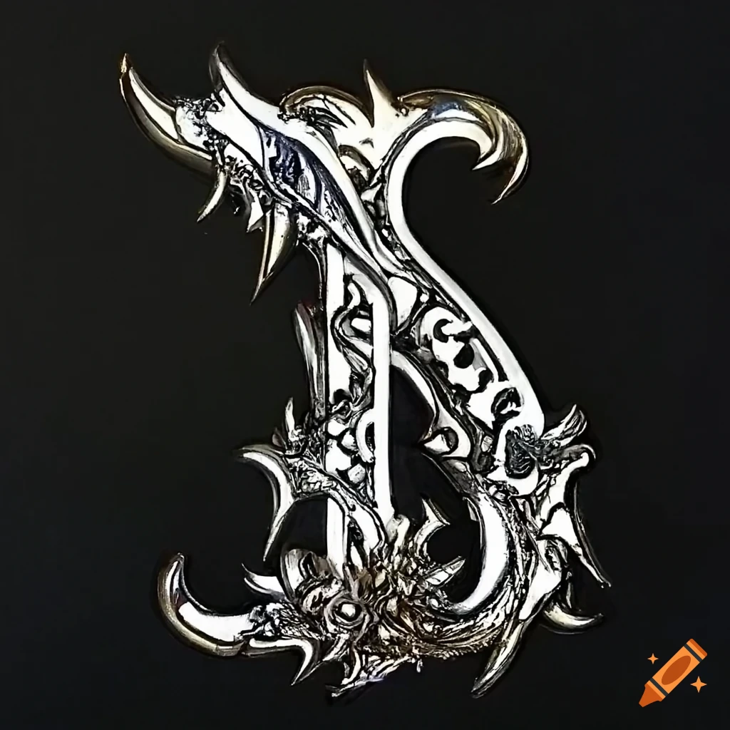 Abstract ornamental design with spikey, graffiti, and neo-tribal elements in black and white