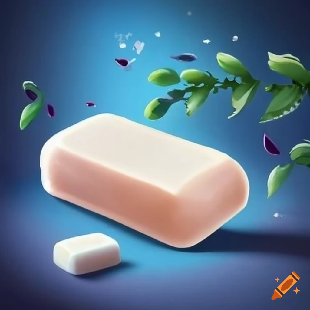 Bar of white soap with scent trail