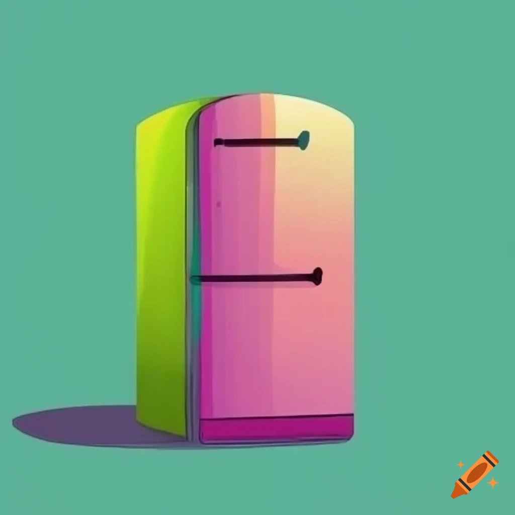 Refrigerator drawn with crayon on a white background