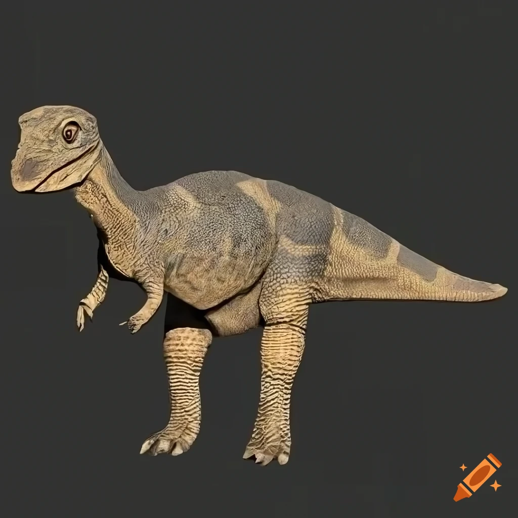 Detailed pachycephalosaurus dinosaur with monitor lizard color pattern and elephant-like texture