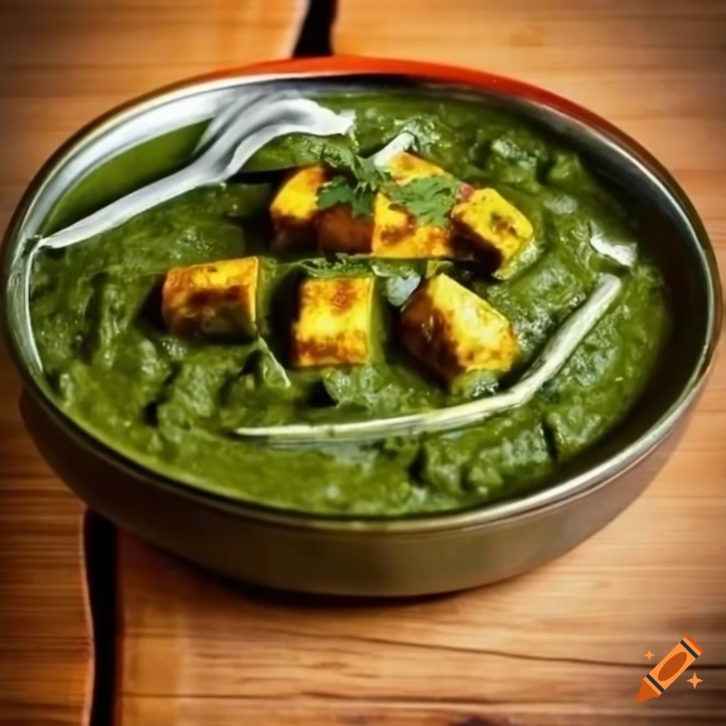 Indian palak paneer sabzi dish