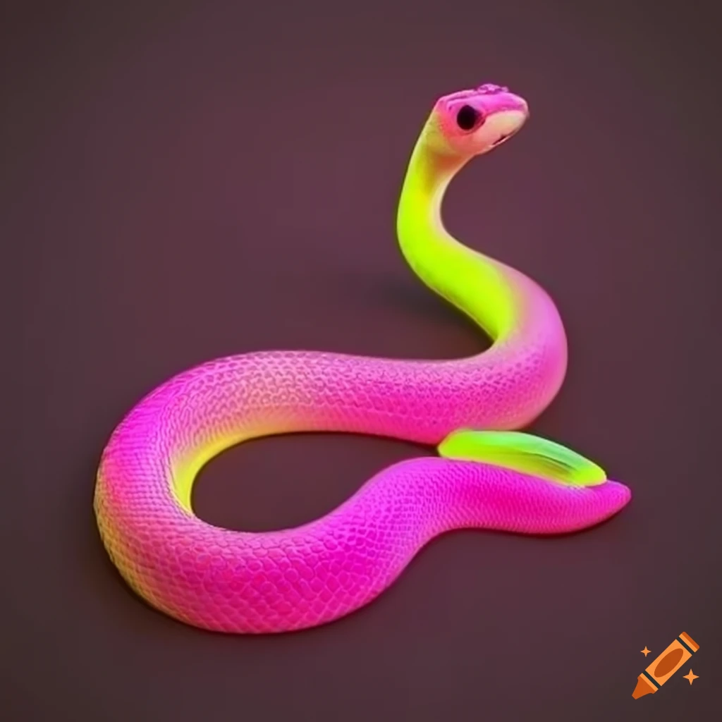 Vibrant pink and yellow neon snake on Craiyon