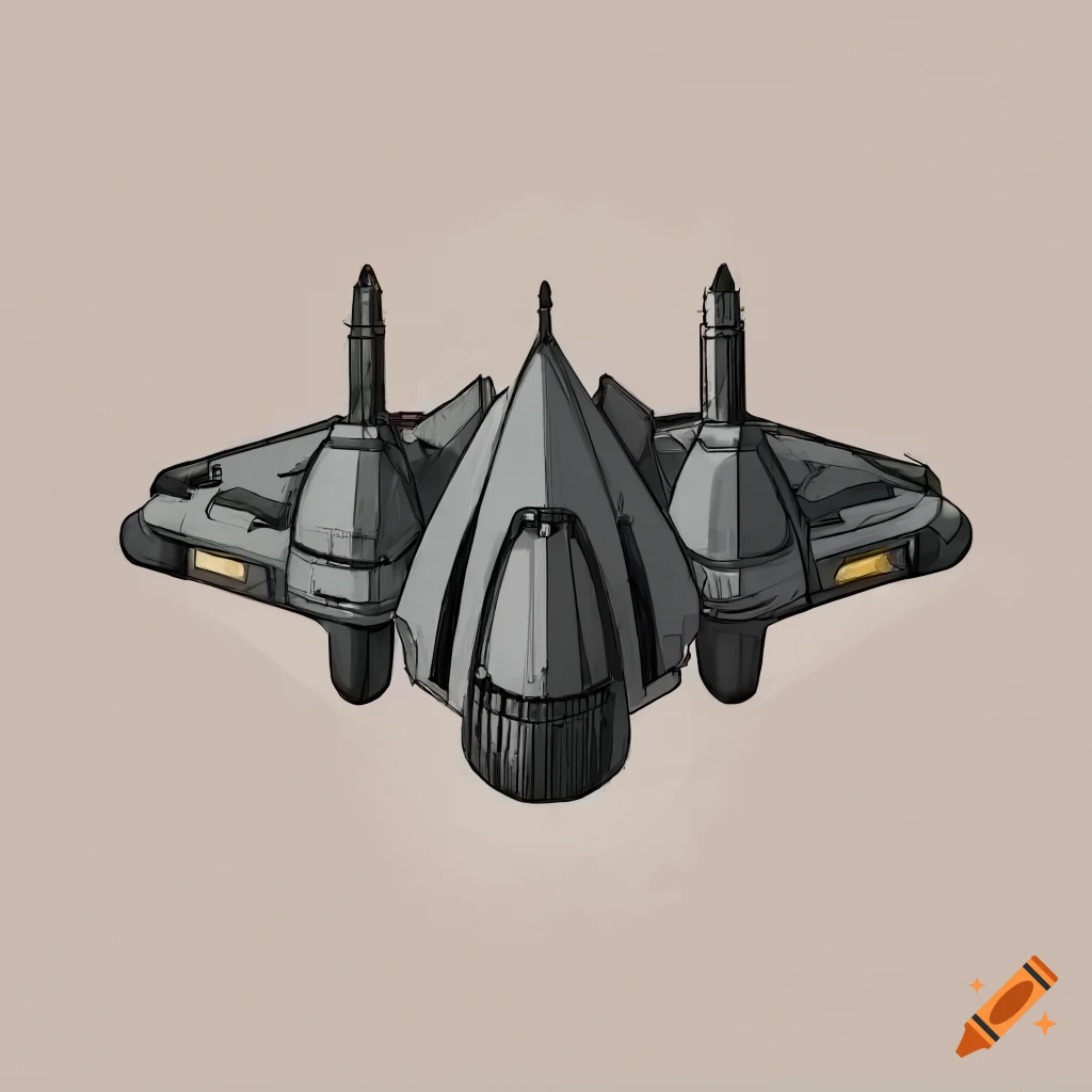 Detailed grey industrial spaceship from a top-down game on Craiyon