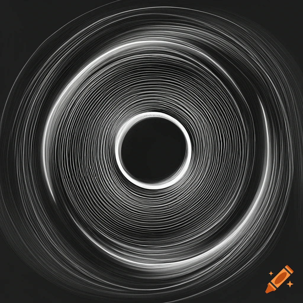 Monochrome abstract geometrical illustration representing sound on a black background