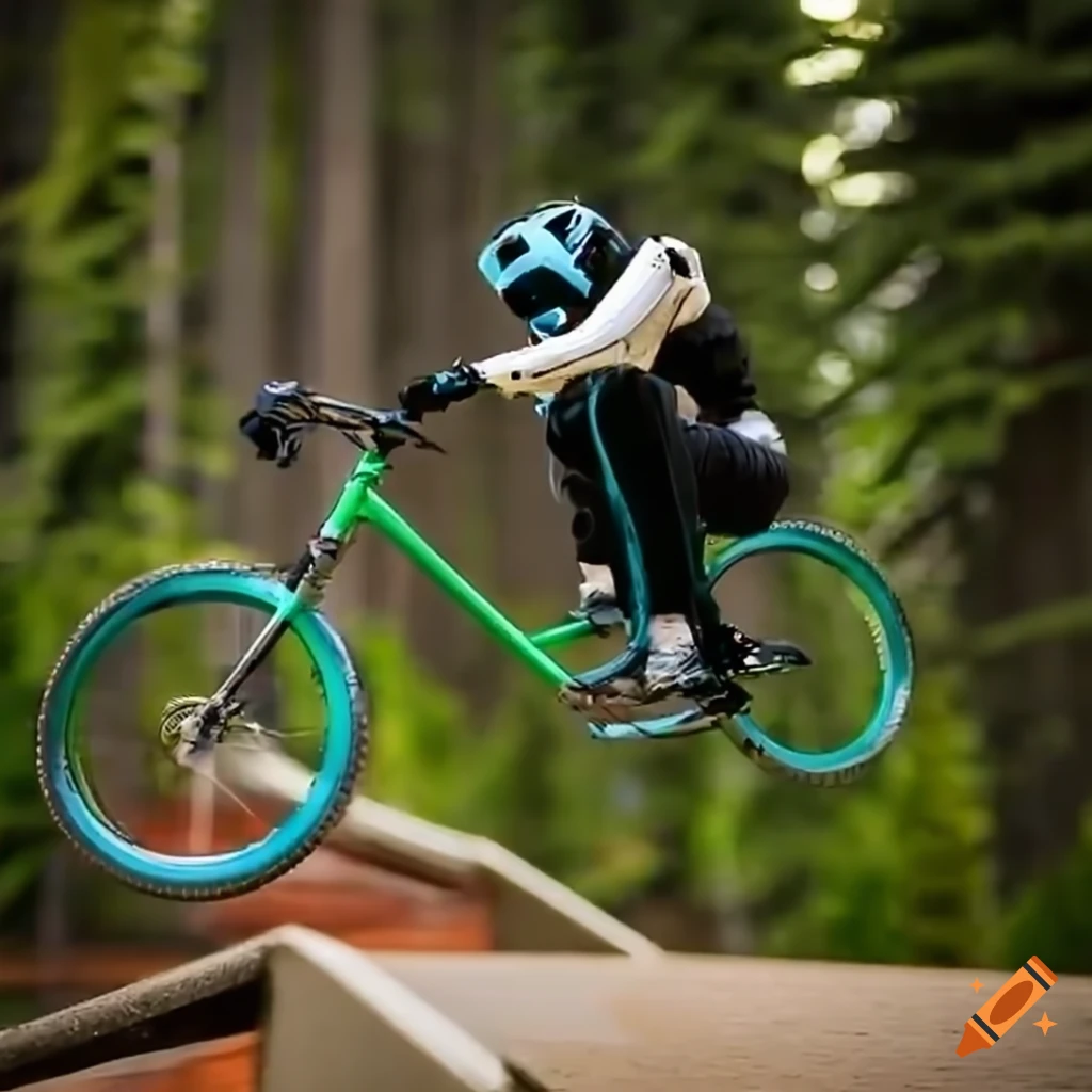 Robot riding mountain bike in Whistler bike park
