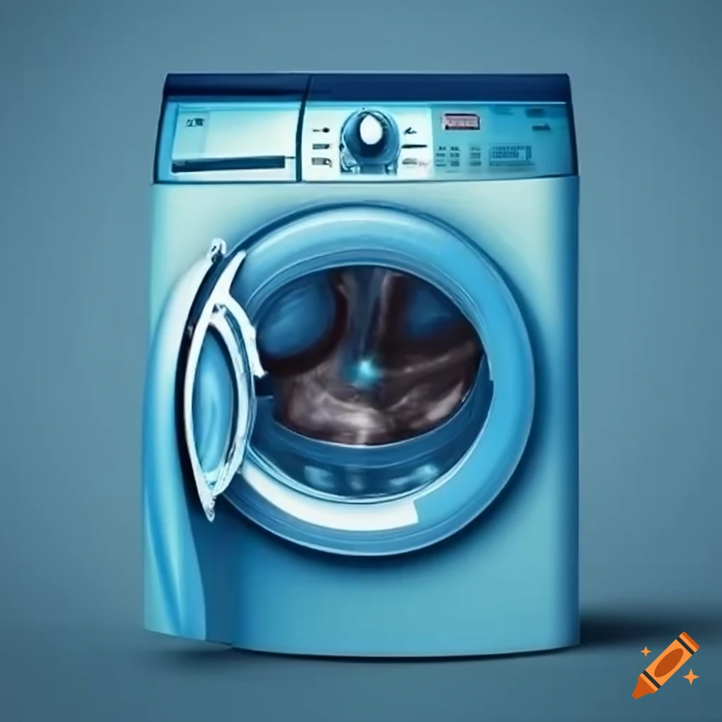 Open blue washing machine door