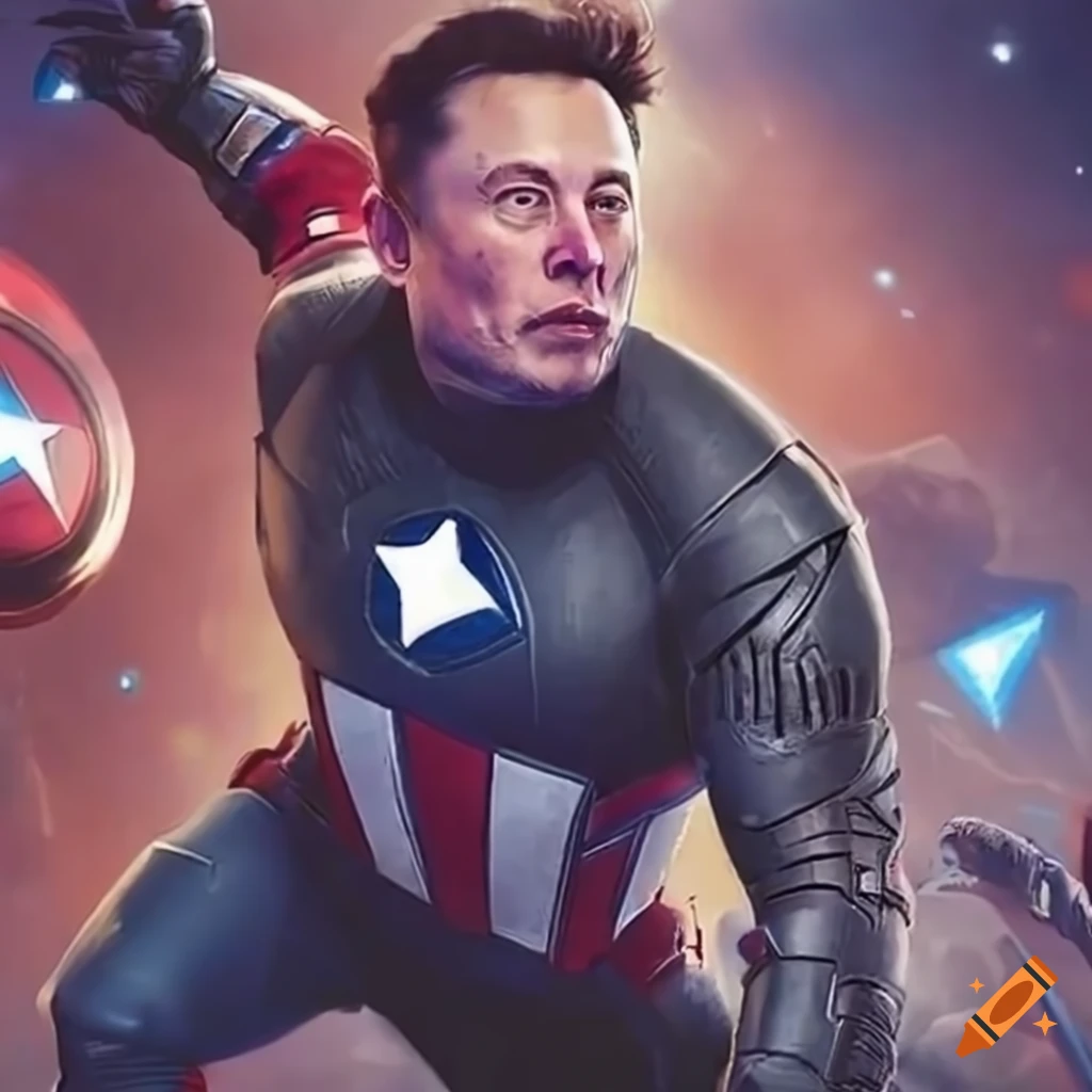 Elon musk portrayed as an avenger character on Craiyon