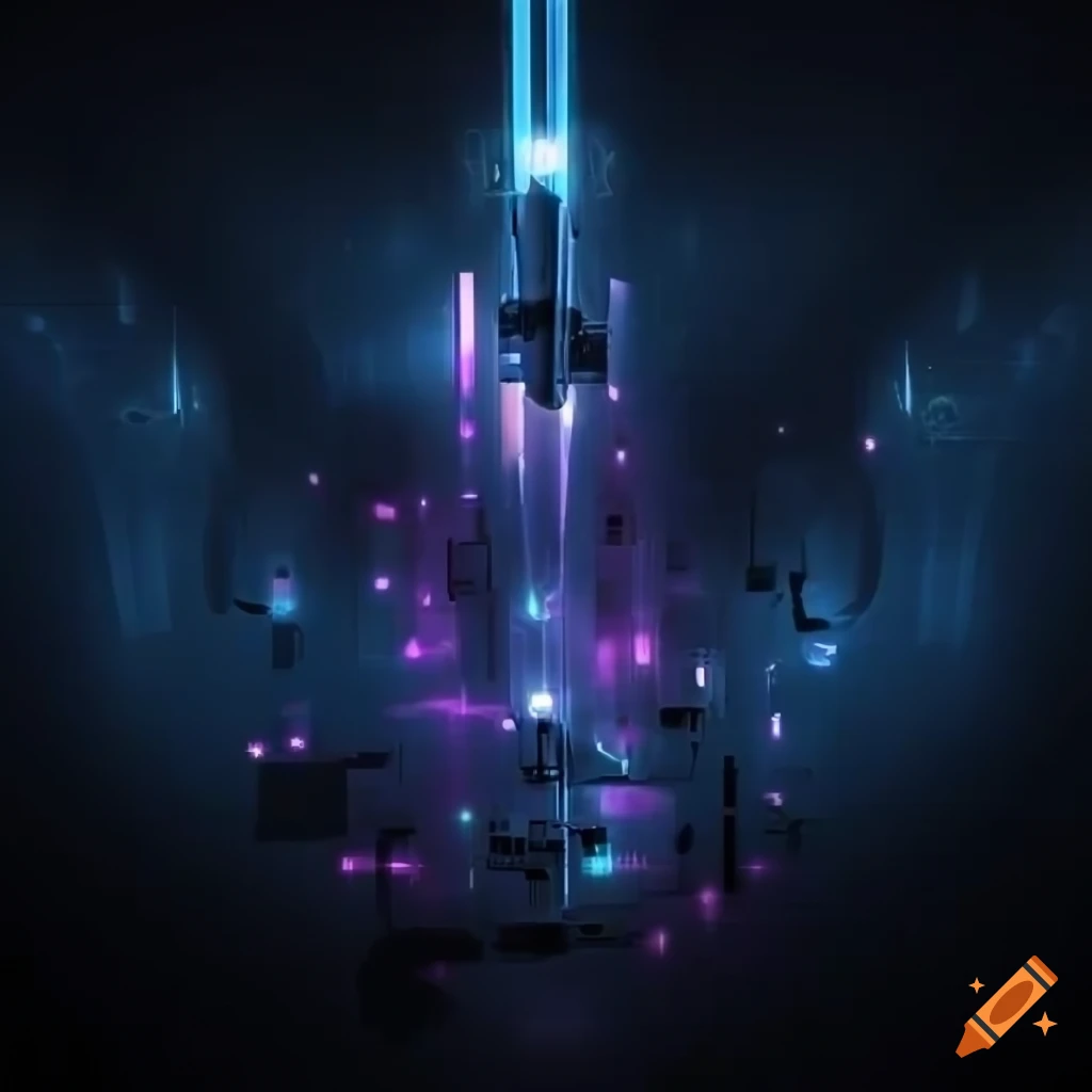 Futuristic orchestra on a dark background