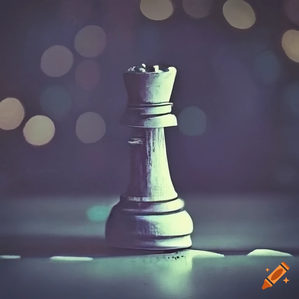 Vintage-style linocut print of a chess rook on Craiyon