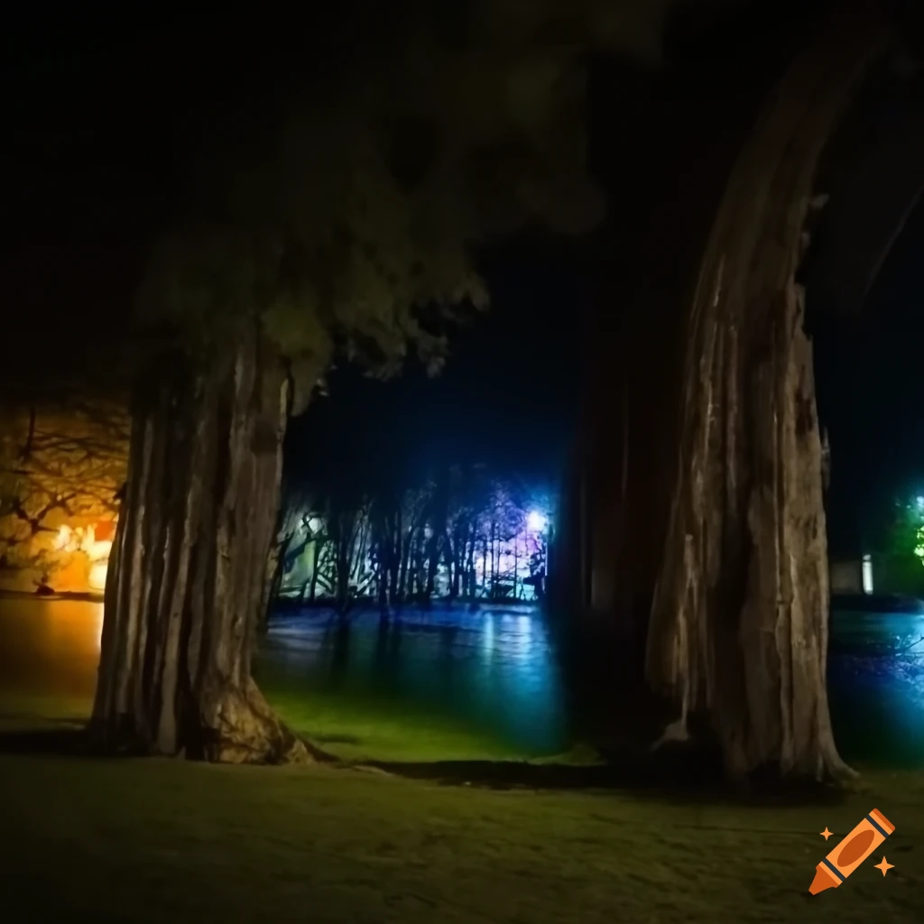 Liminal playground at 7:23 at night