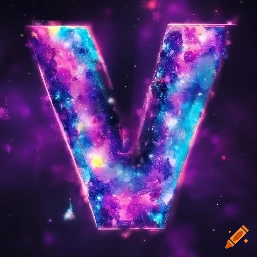 Cosmic style letter v with a touch of minecraft on Craiyon