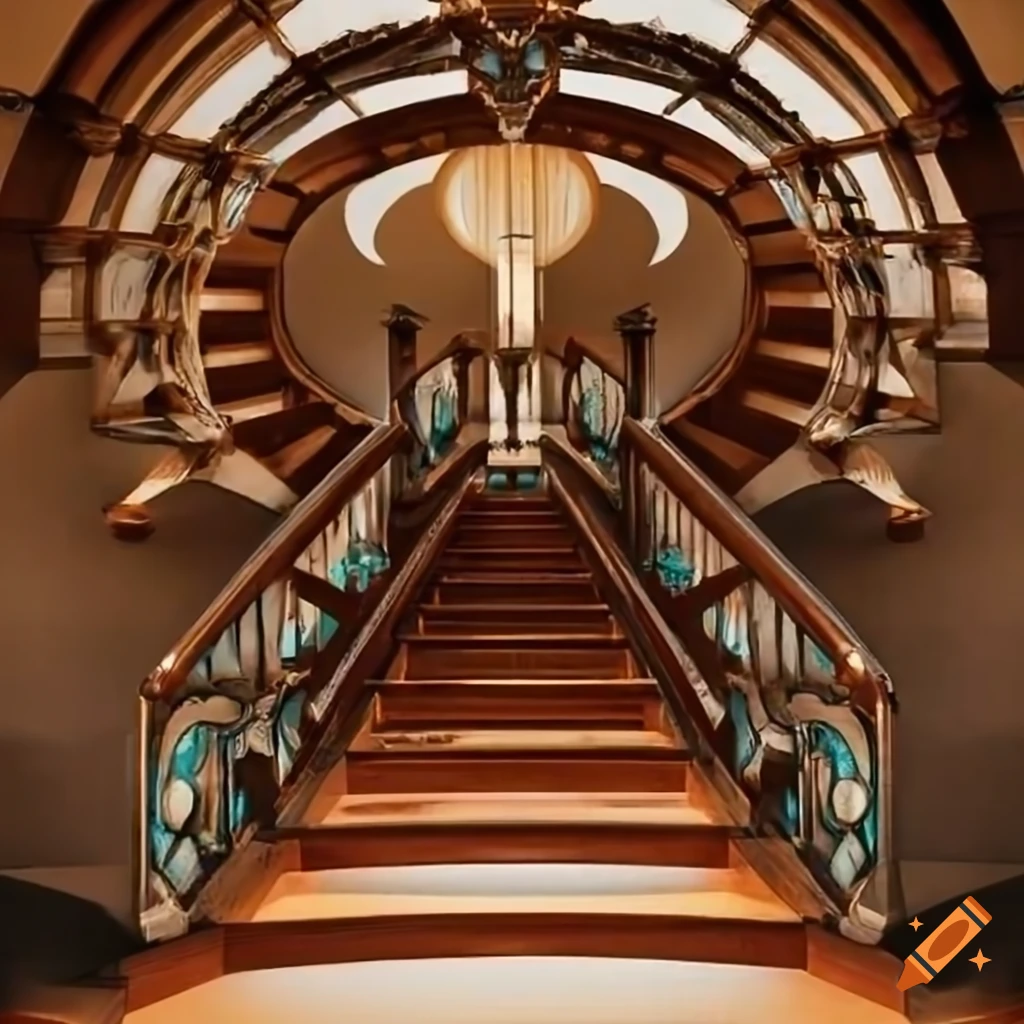 Art deco staircase on Craiyon