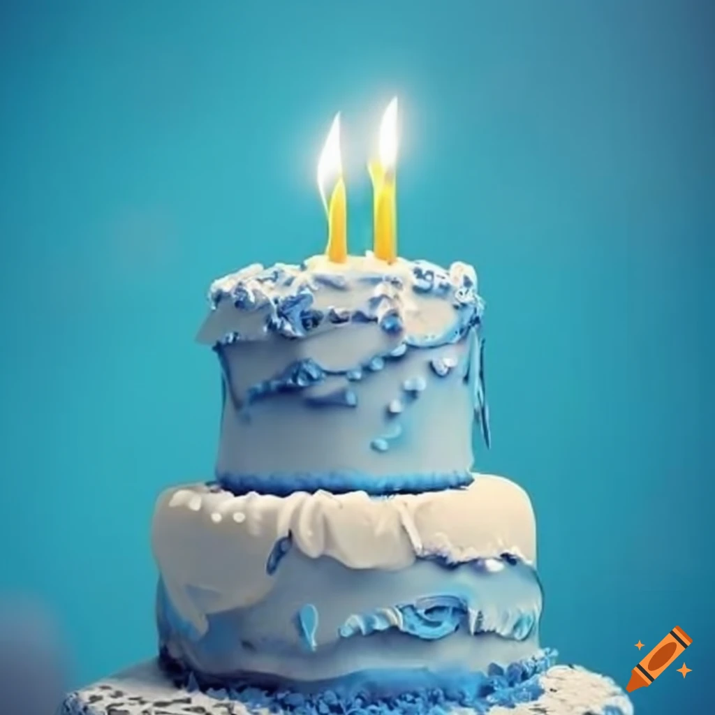 Fishty 50th birthday invitation in blue and white