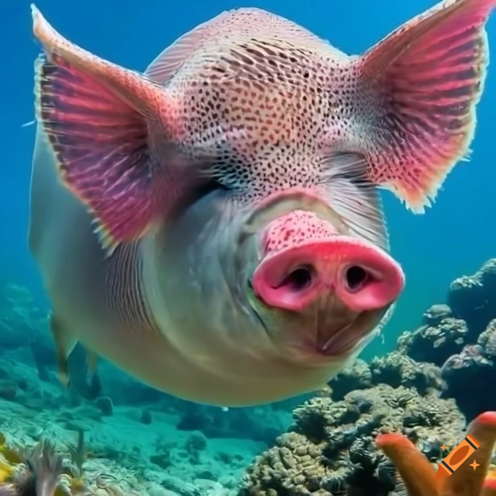 Un cochon avec une que de poisson et des nageoire vivant dans l