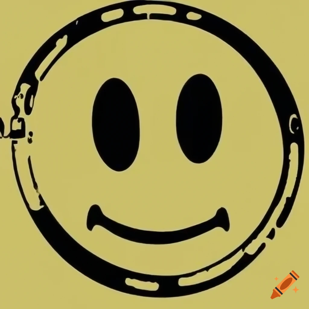 Yellow smiley ideogram representing rave music