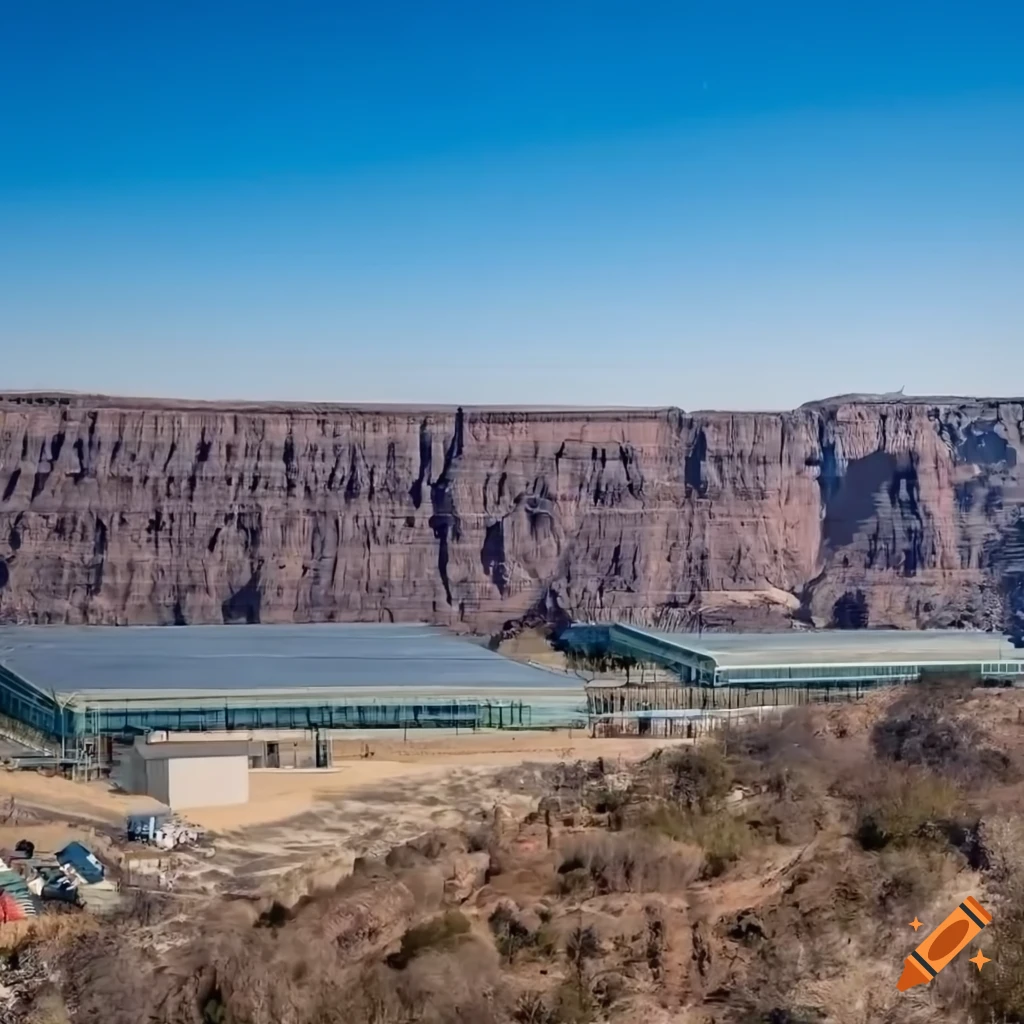 Industrialized supermarket in a canyon on a sunny day