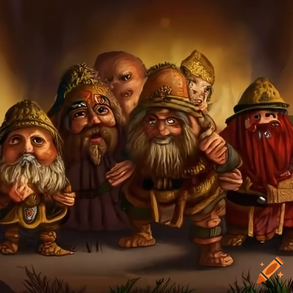 Group of playful dwarves on Craiyon