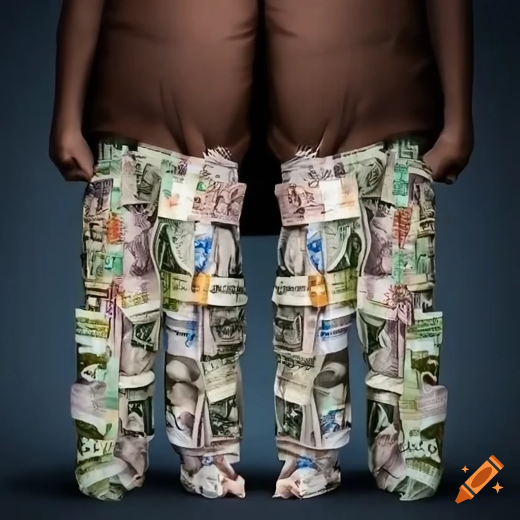 Pair of pants made of banknotes on Craiyon