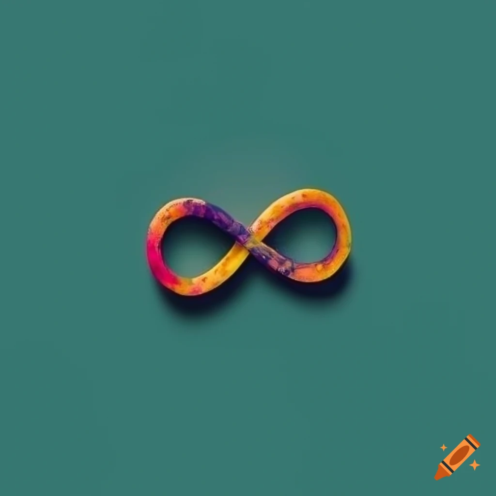 Repeating pattern of infinity symbol in reds, yellows, blues, and greens