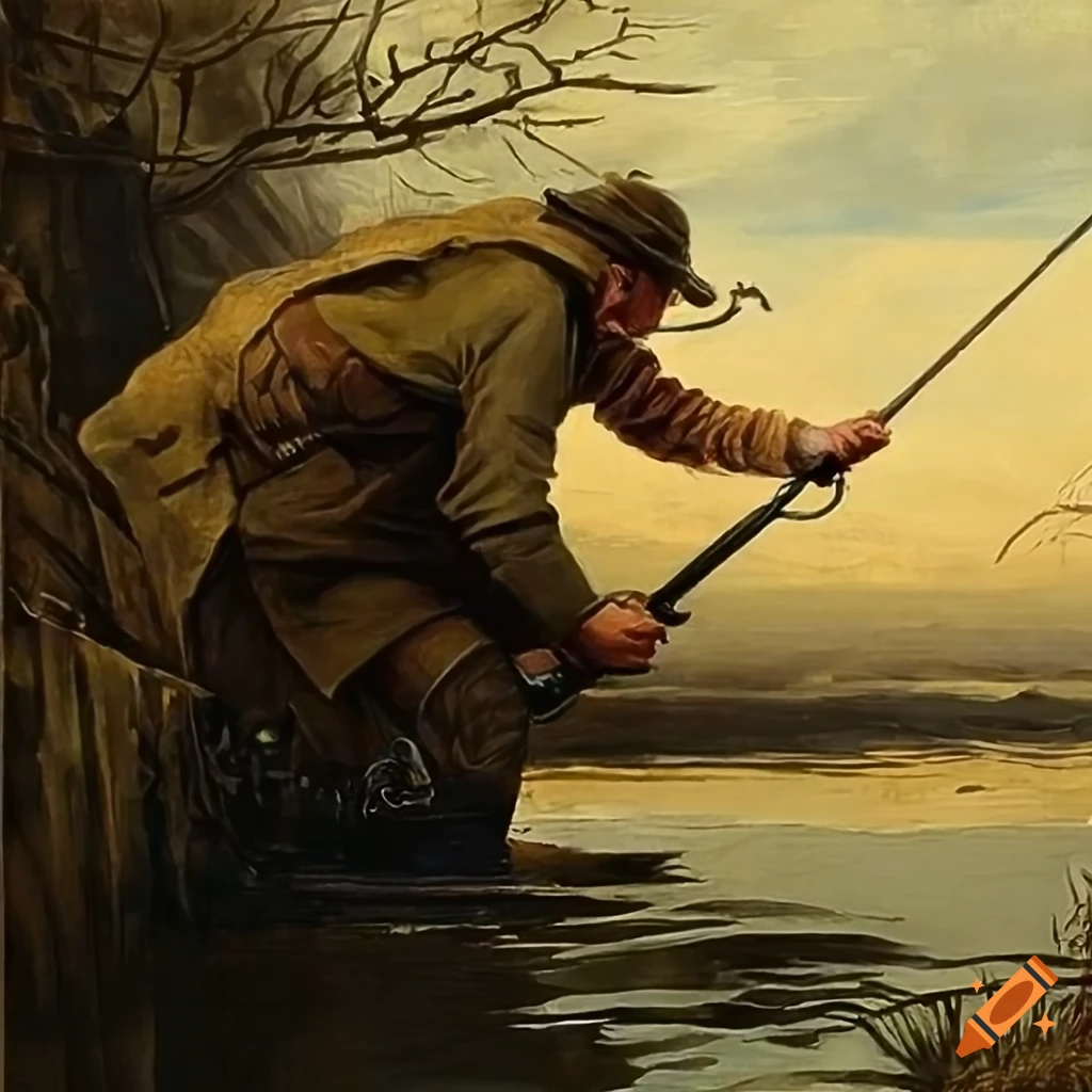 Highly detailed fly fishing artwork by james gurney and andrew wyeth on  Craiyon