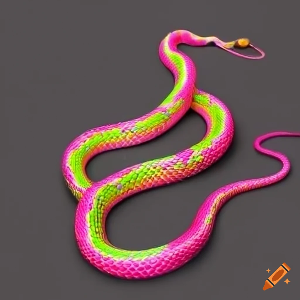 Vibrant pink and yellow neon snake on Craiyon
