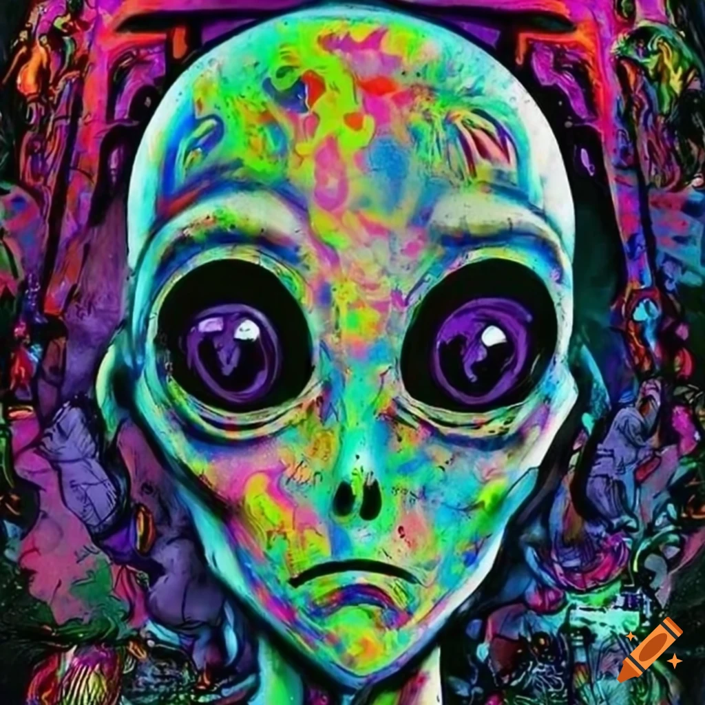Colorful graffiti of an alien
