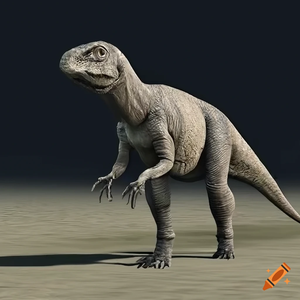 Detailed pachycephalosaurus dinosaur with monitor lizard color pattern and elephant-like texture