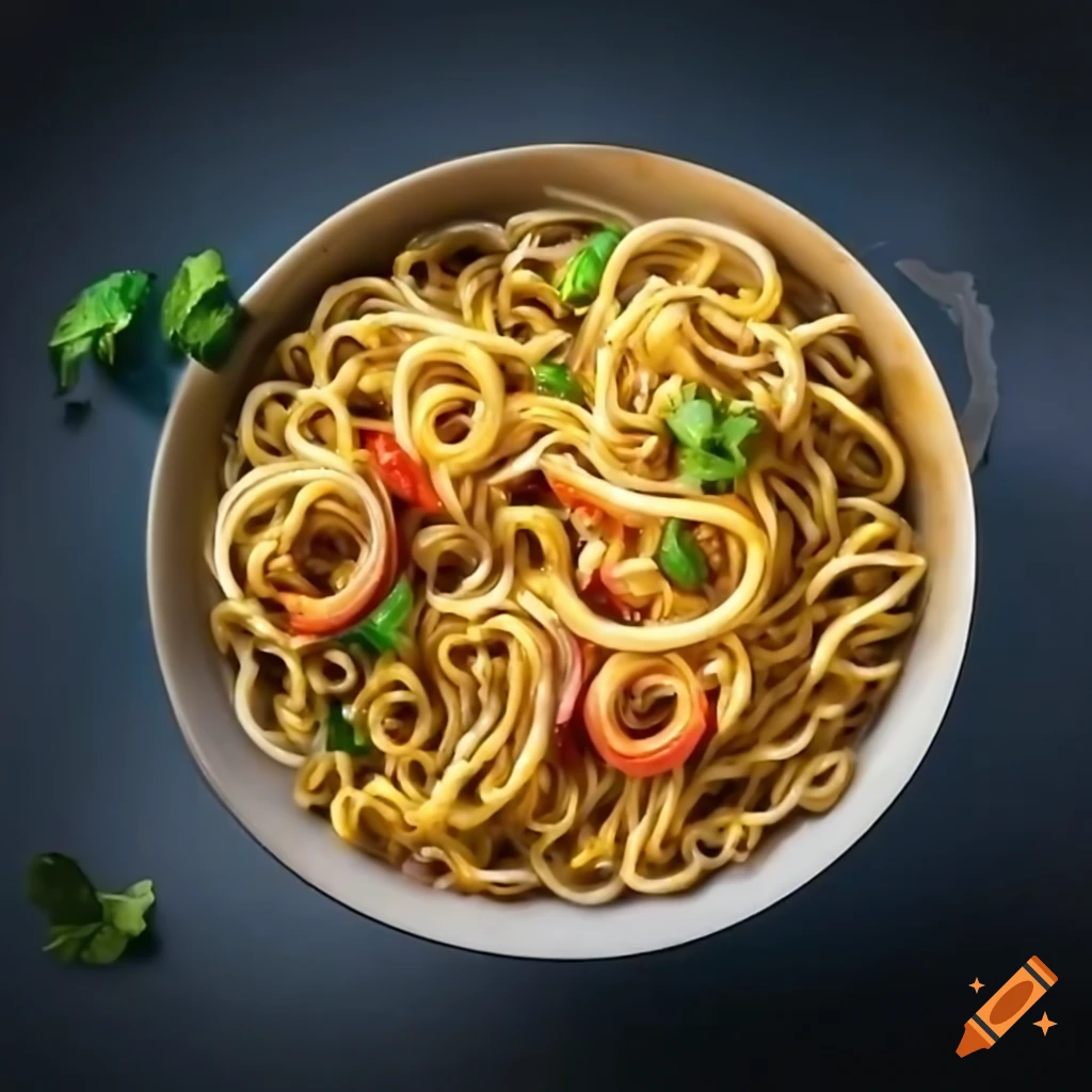 Cooked maggi noodles on Craiyon