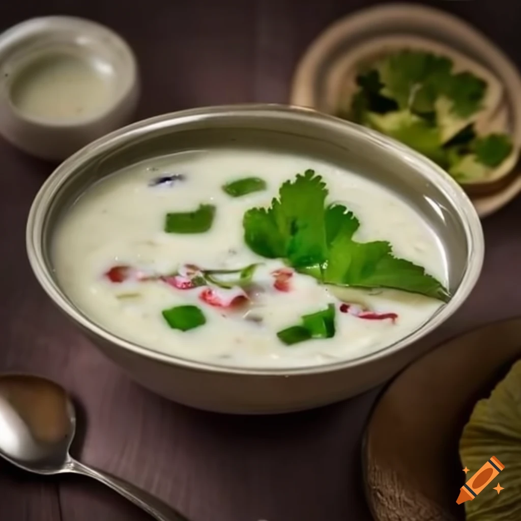 Indian raita with coriander leaf topping on Craiyon