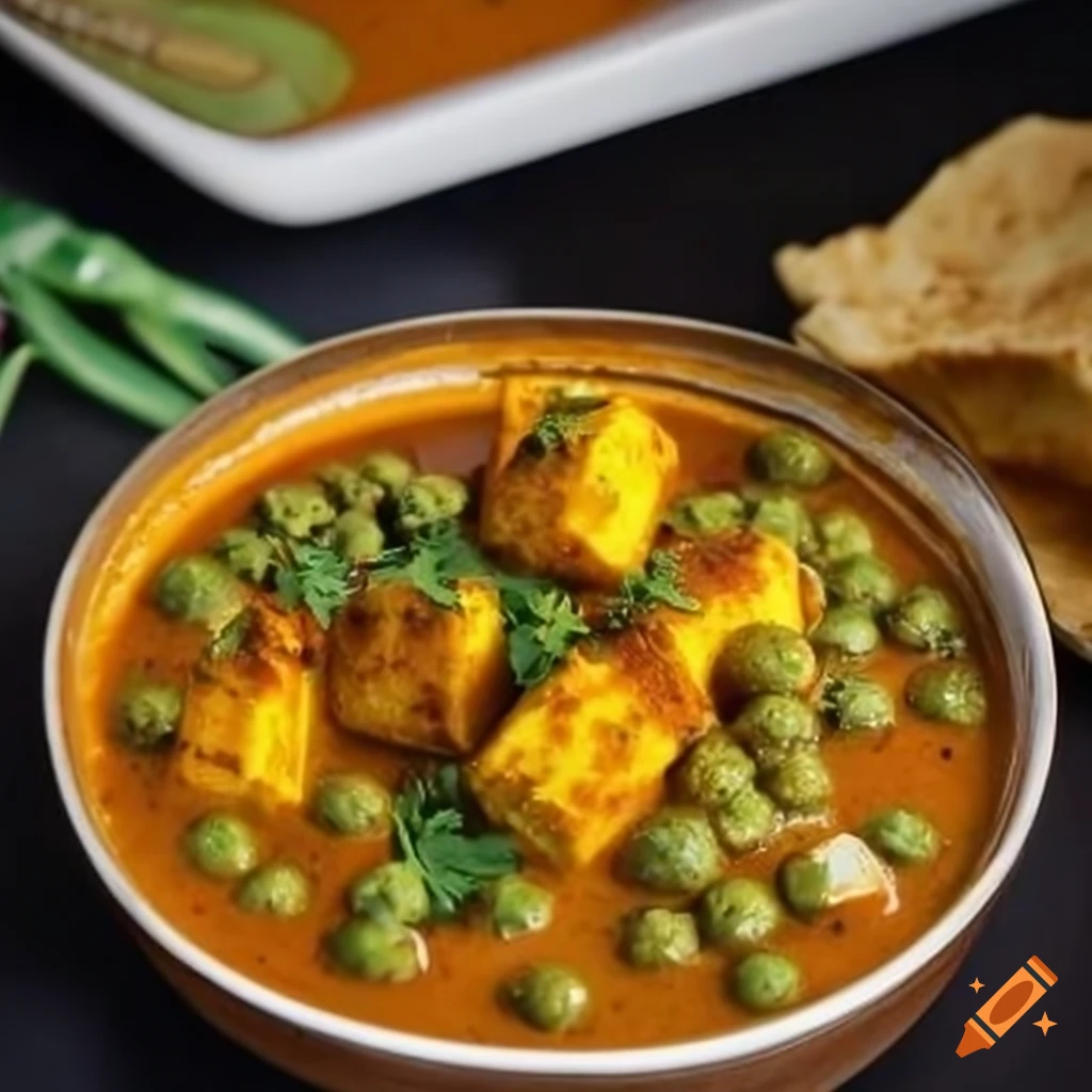 Indian matar paneer gravy dish on Craiyon