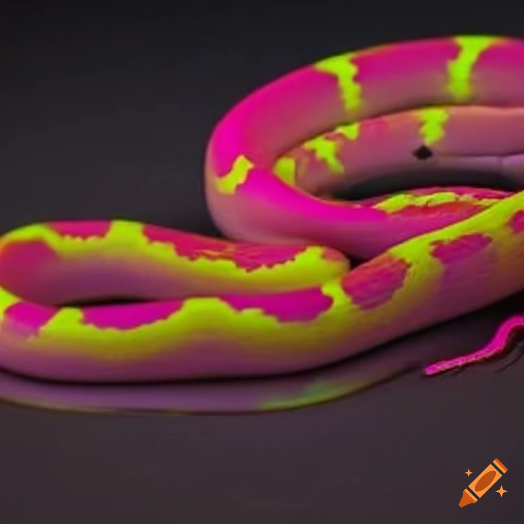 Pink and yellow neon snake on Craiyon