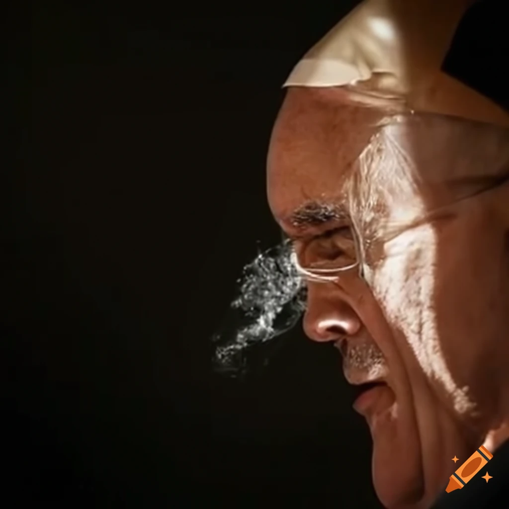 Satirical image of a pope vaping