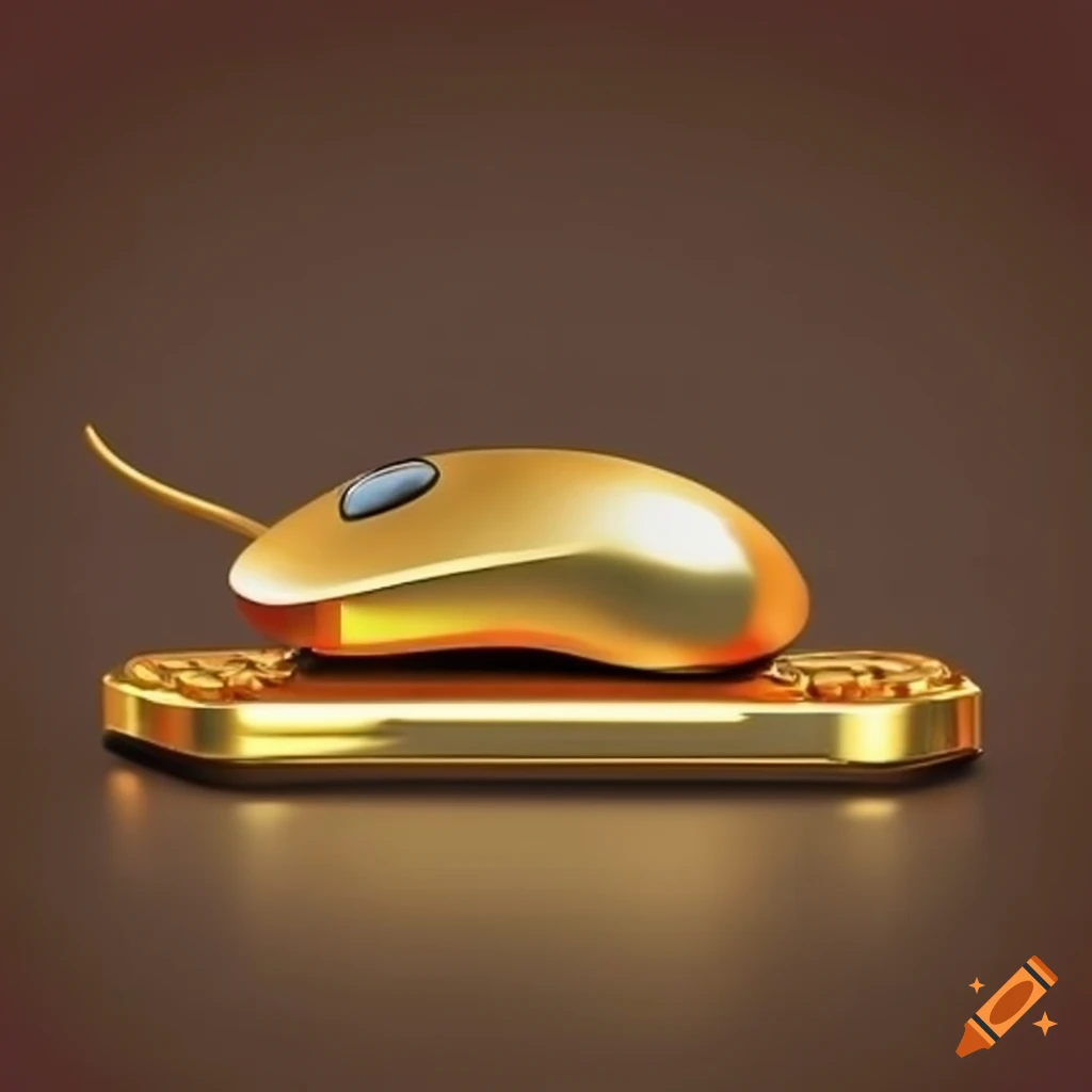 Golden keyboard and mouse on Craiyon