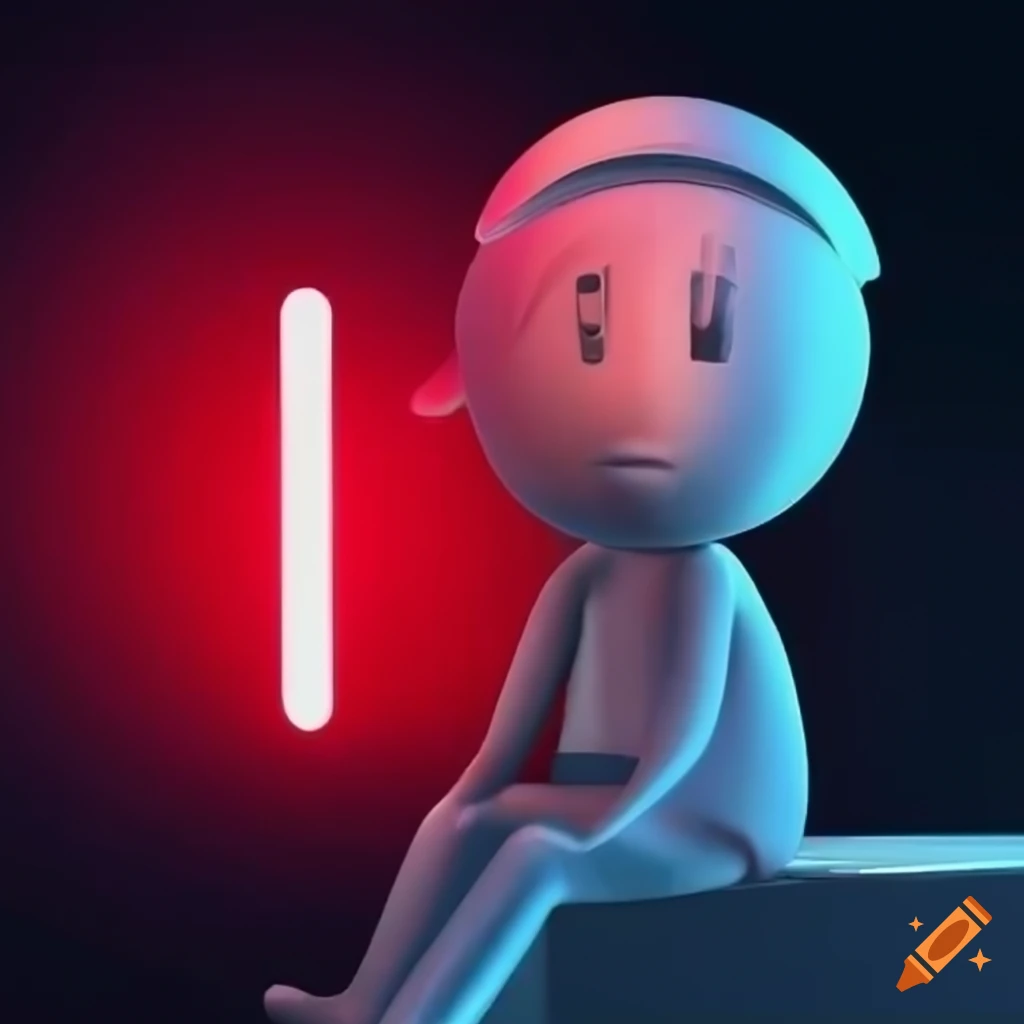 3D illustration of an animated character sitting on top of a social media logo