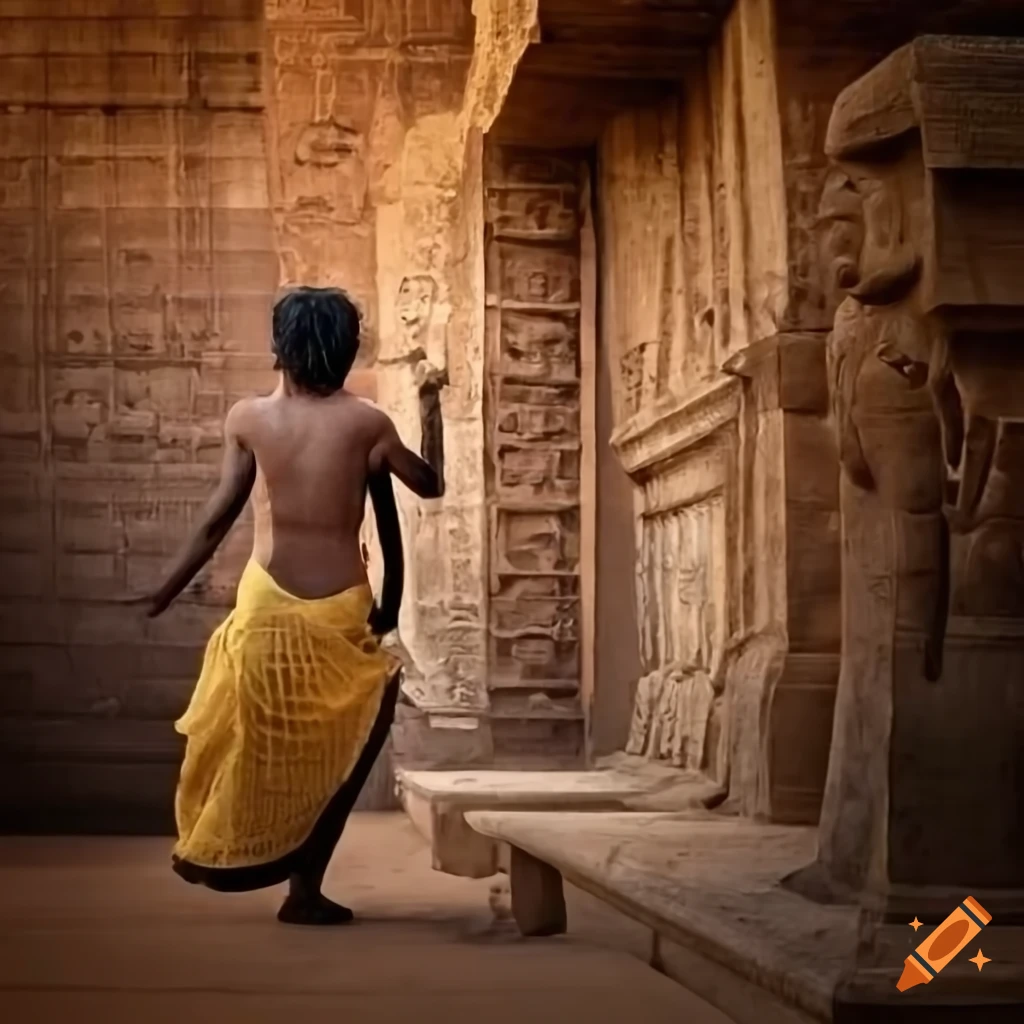 Vibrant depiction of daily life in ancient Harappa with people working, playing, and interacting