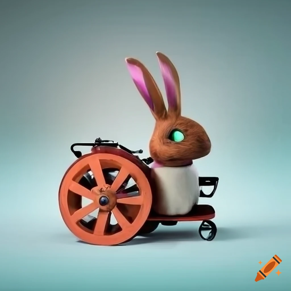 Mechanical rabbit on wheels on Craiyon
