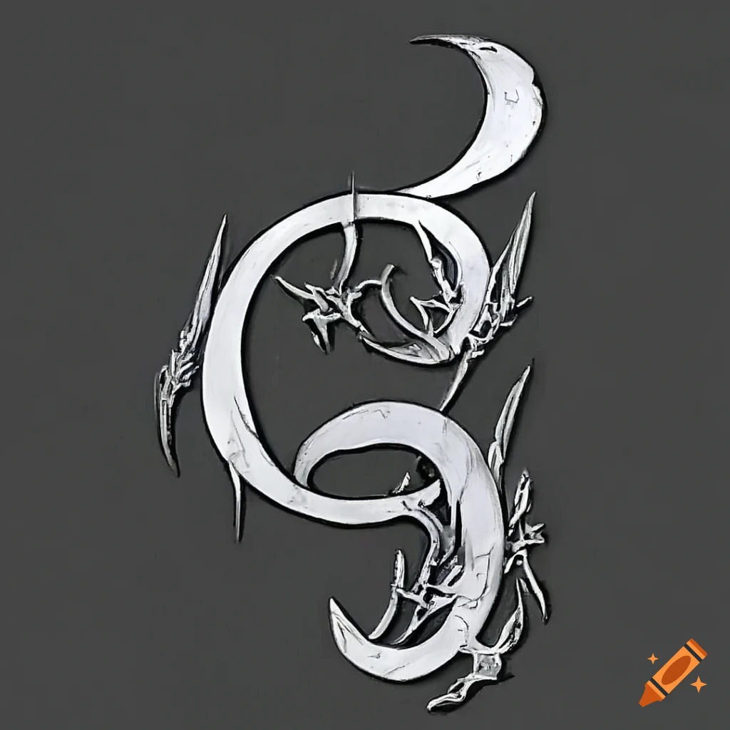 Abstract ornamental design with letter C in black and white