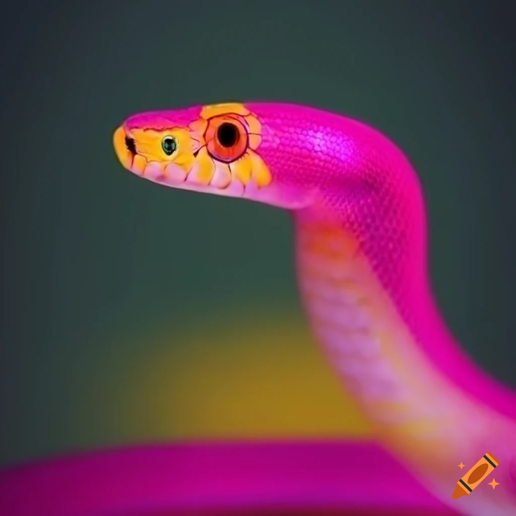 Vibrant pink and yellow neon snake on Craiyon