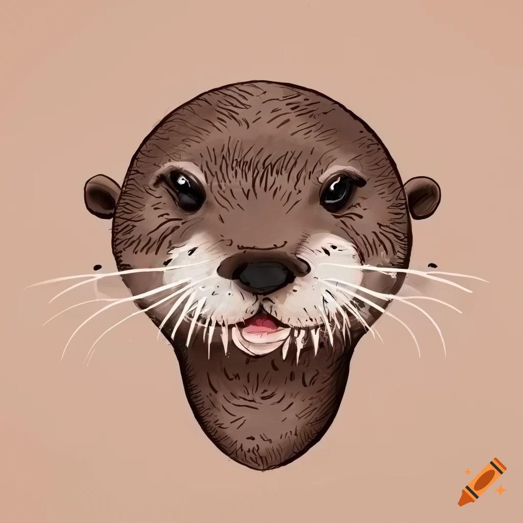 Cheerful and playful headshot of an otter with a wink