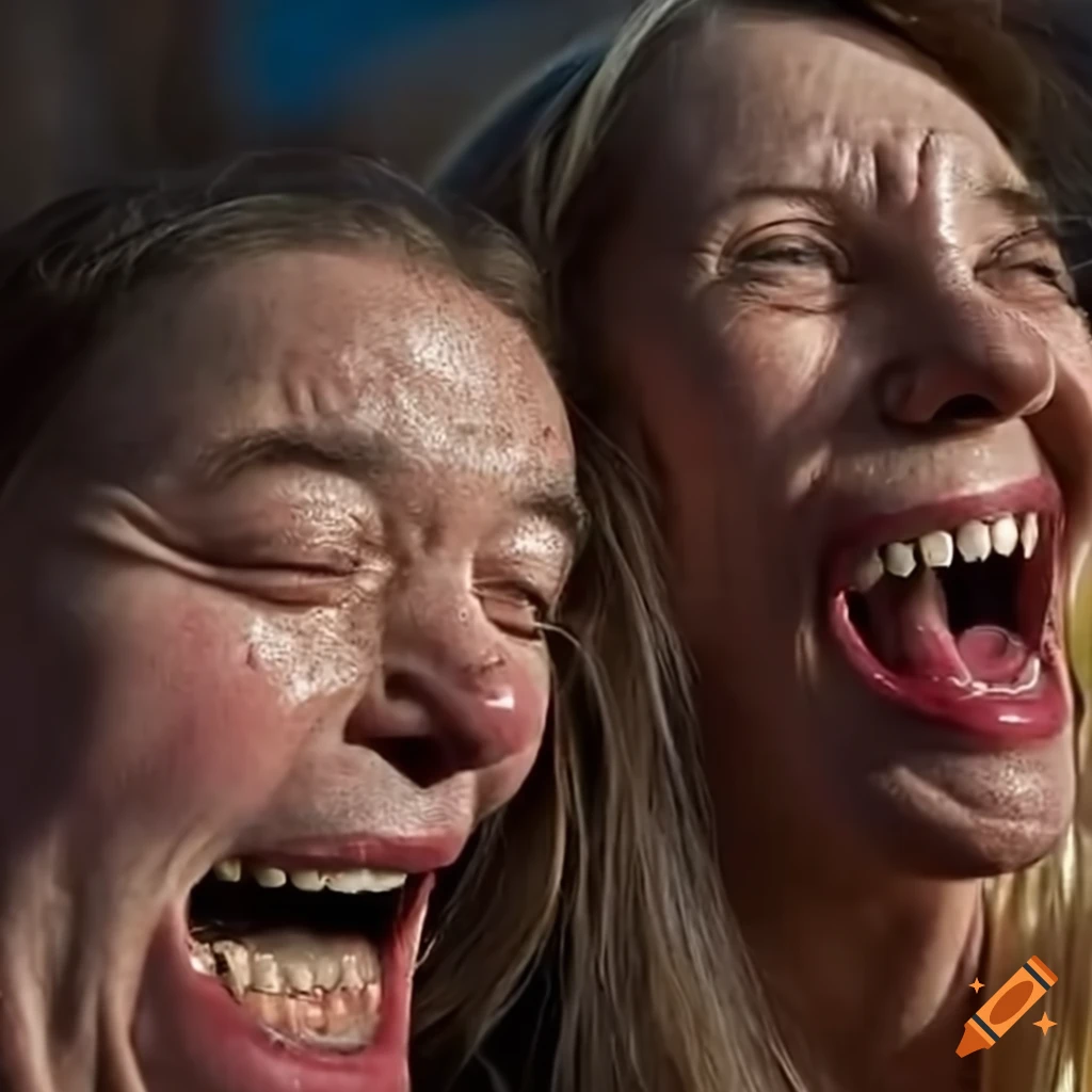 Group of people laughing creepily
