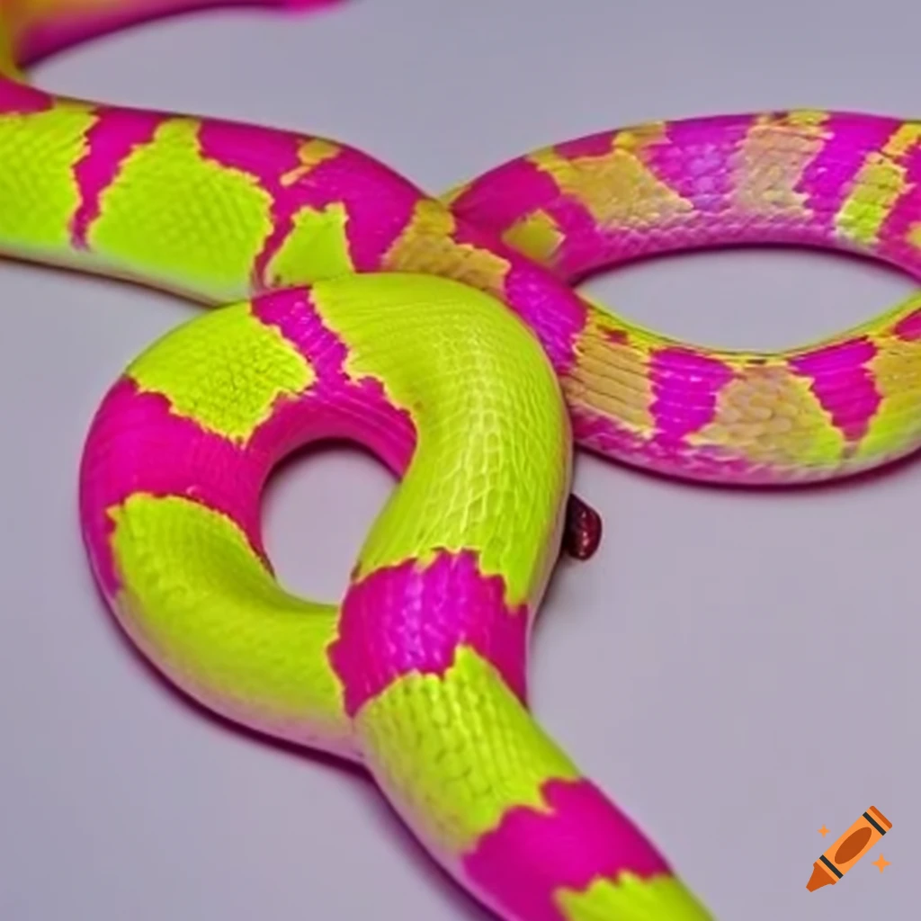 Vibrant pink and yellow neon snake on Craiyon