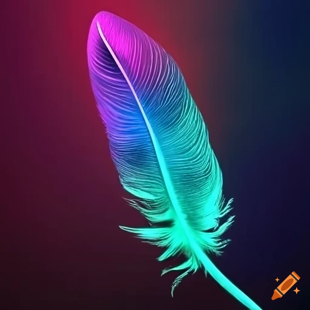 Glowing psychedelic feather representing free spirit